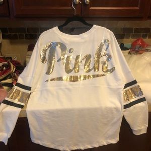 PINK FOOTBALL JERSEY SWEATSHIRT XL